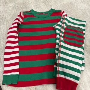Kids Hanna Andersson Christmas red/green striped pajama set size 10/140